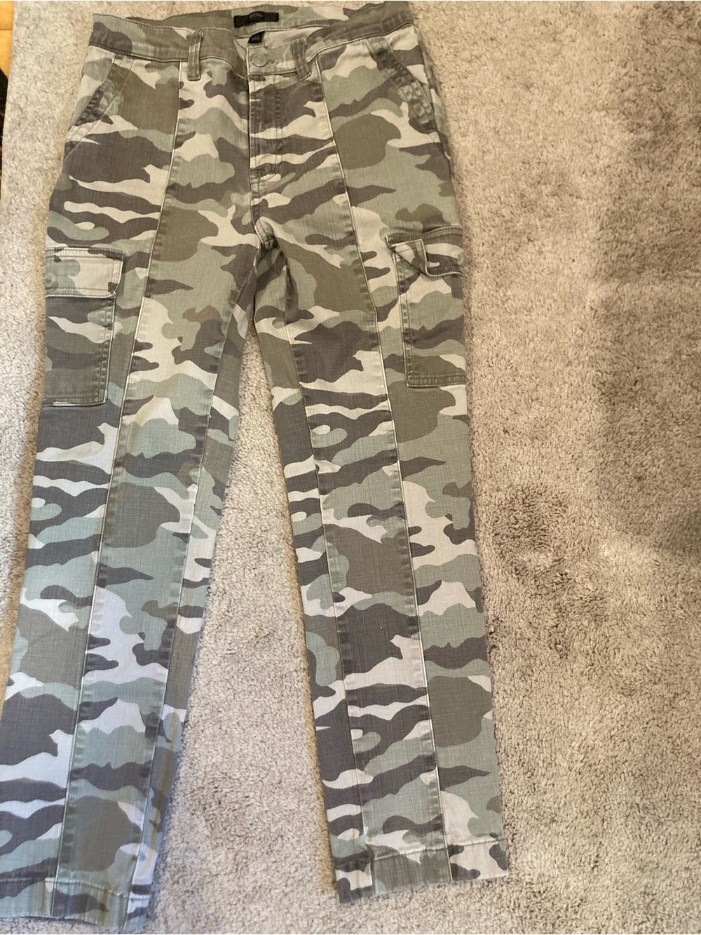 J. Crew Factory Women's Straight Leg Cargo Pants in Green Camouflage